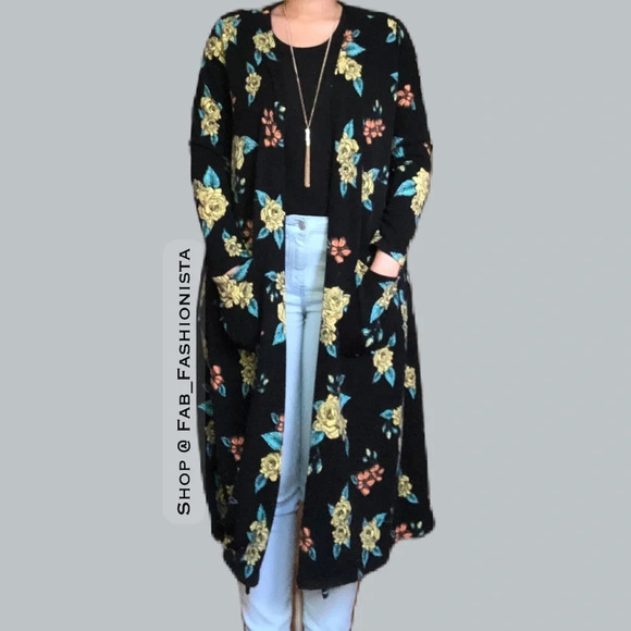 Lularoe Sarah Floral Cardigan Sweater size Small - Picture 3 of 17